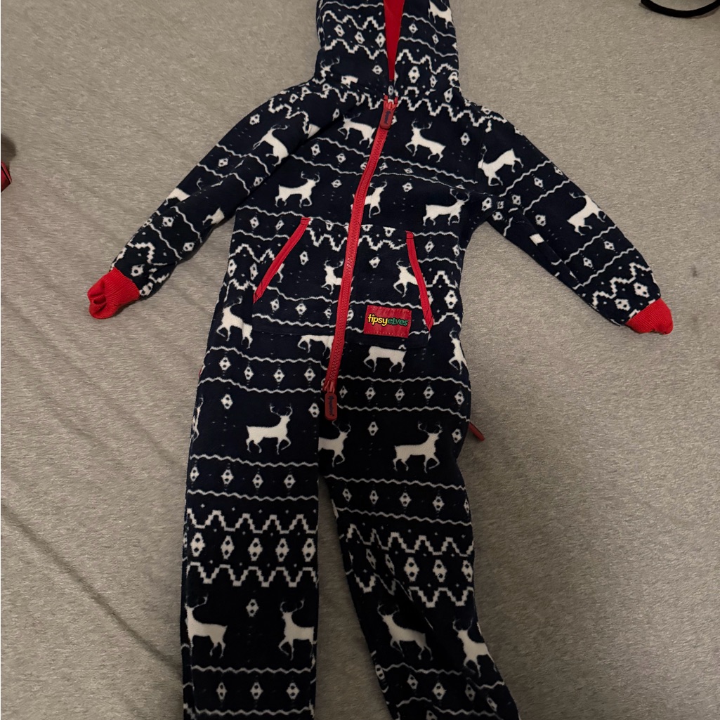 Tipsy Elves Fair Isle Reindeer Small Youth Onesie